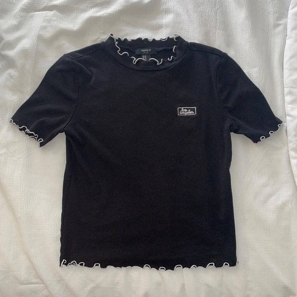 Forever21 Ruffled Sleeve & Neck Top